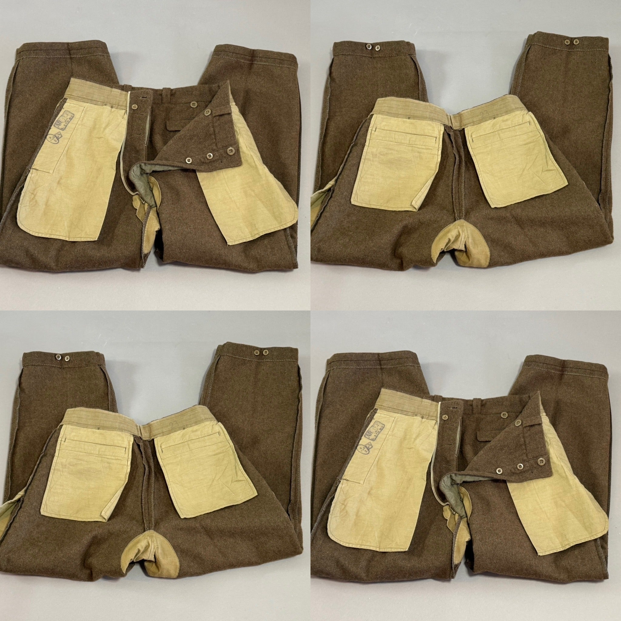 Vintage French Army Green Wool Trouser Olive Chino Pants 1953