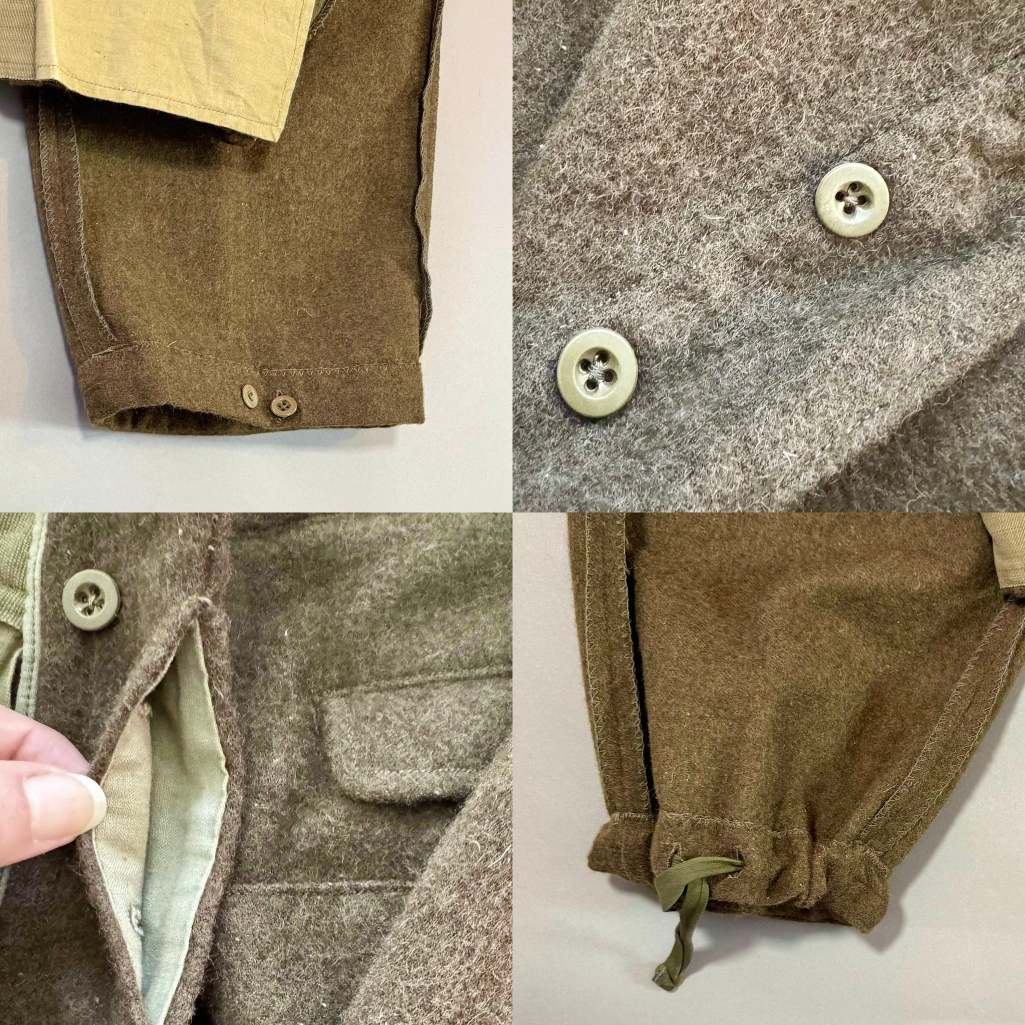 Vintage French Army Green Wool Trouser Olive Chino Pants 1953