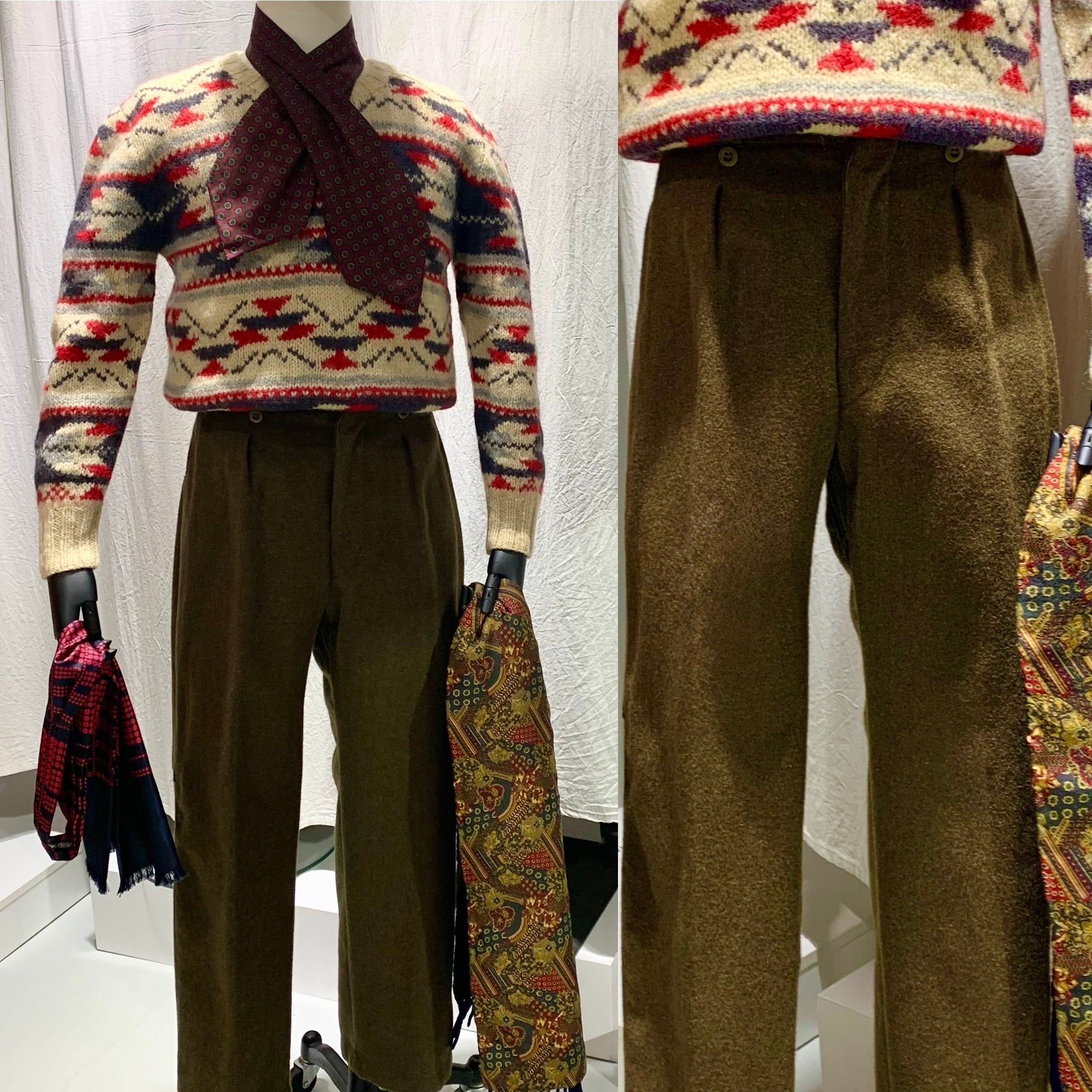 Vintage French Army Green Wool Trouser Olive Chino Pants 1953