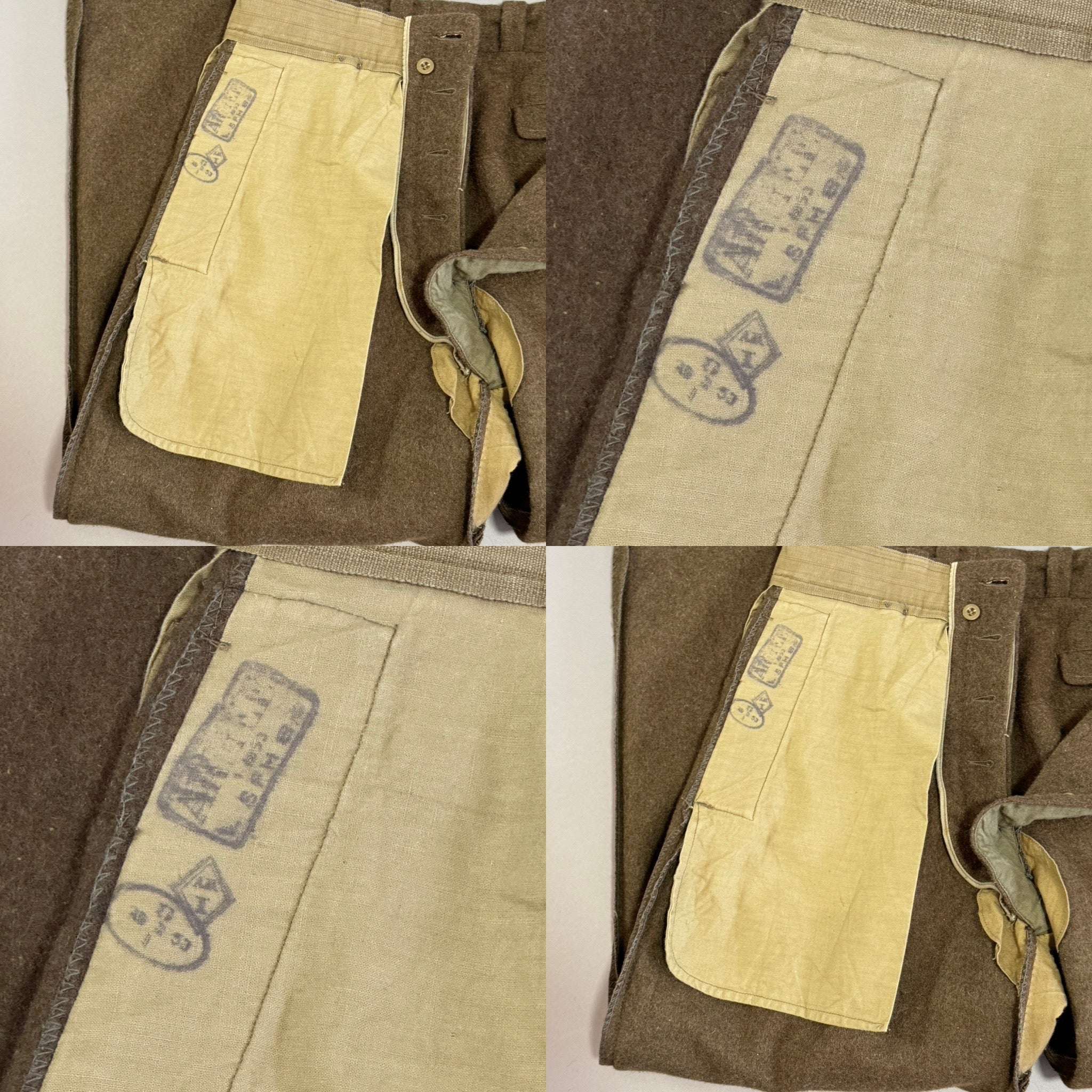 Vintage French Army Green Wool Trouser Olive Chino Pants 1953