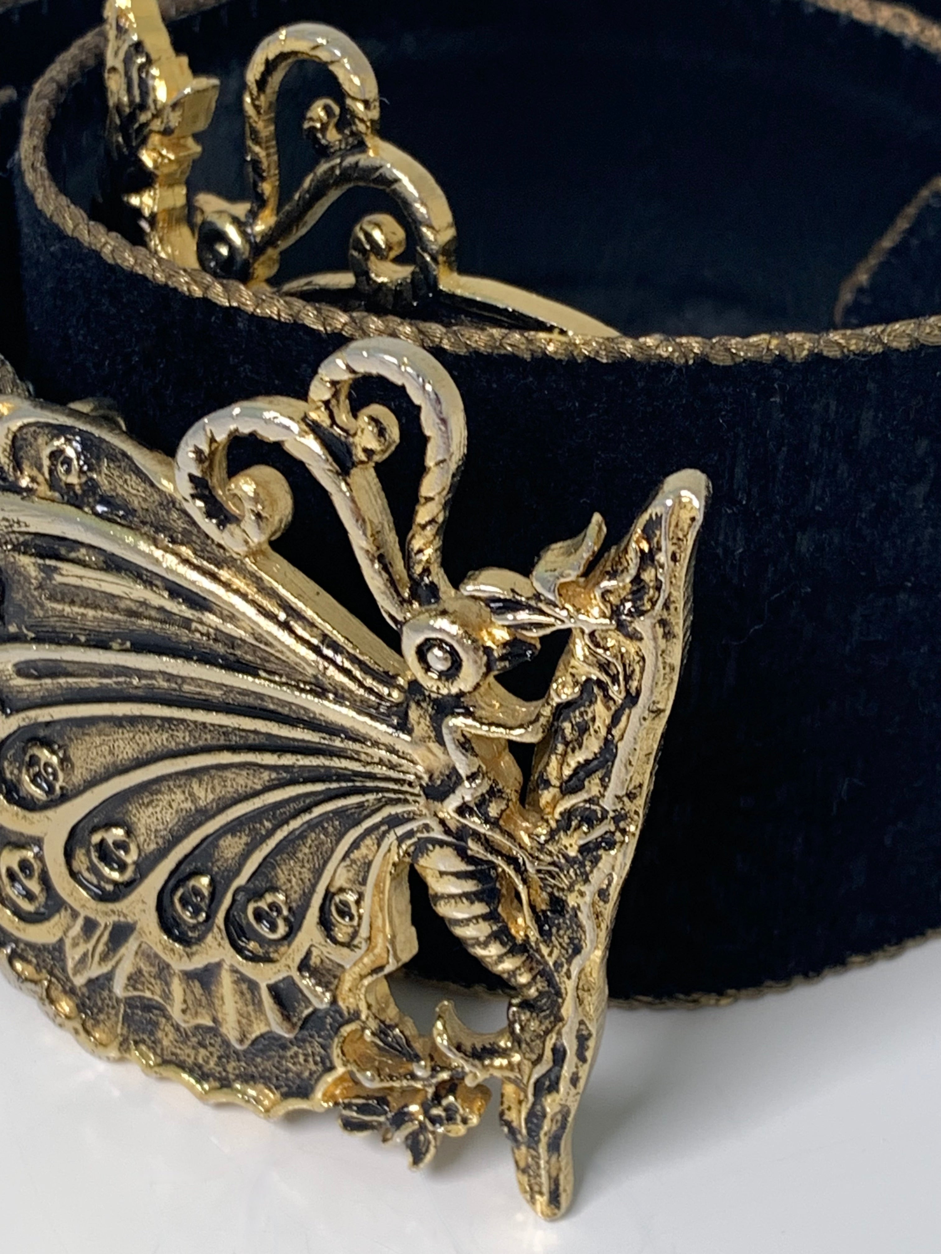 EMANUEL UNGARO Vintage Butterfly Buckle Leather Belt