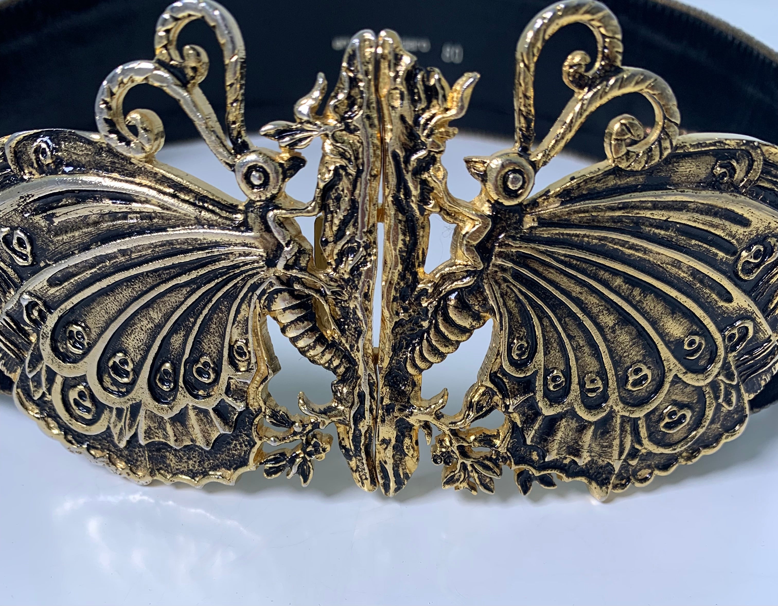 EMANUEL UNGARO Vintage Butterfly Buckle Leather Belt