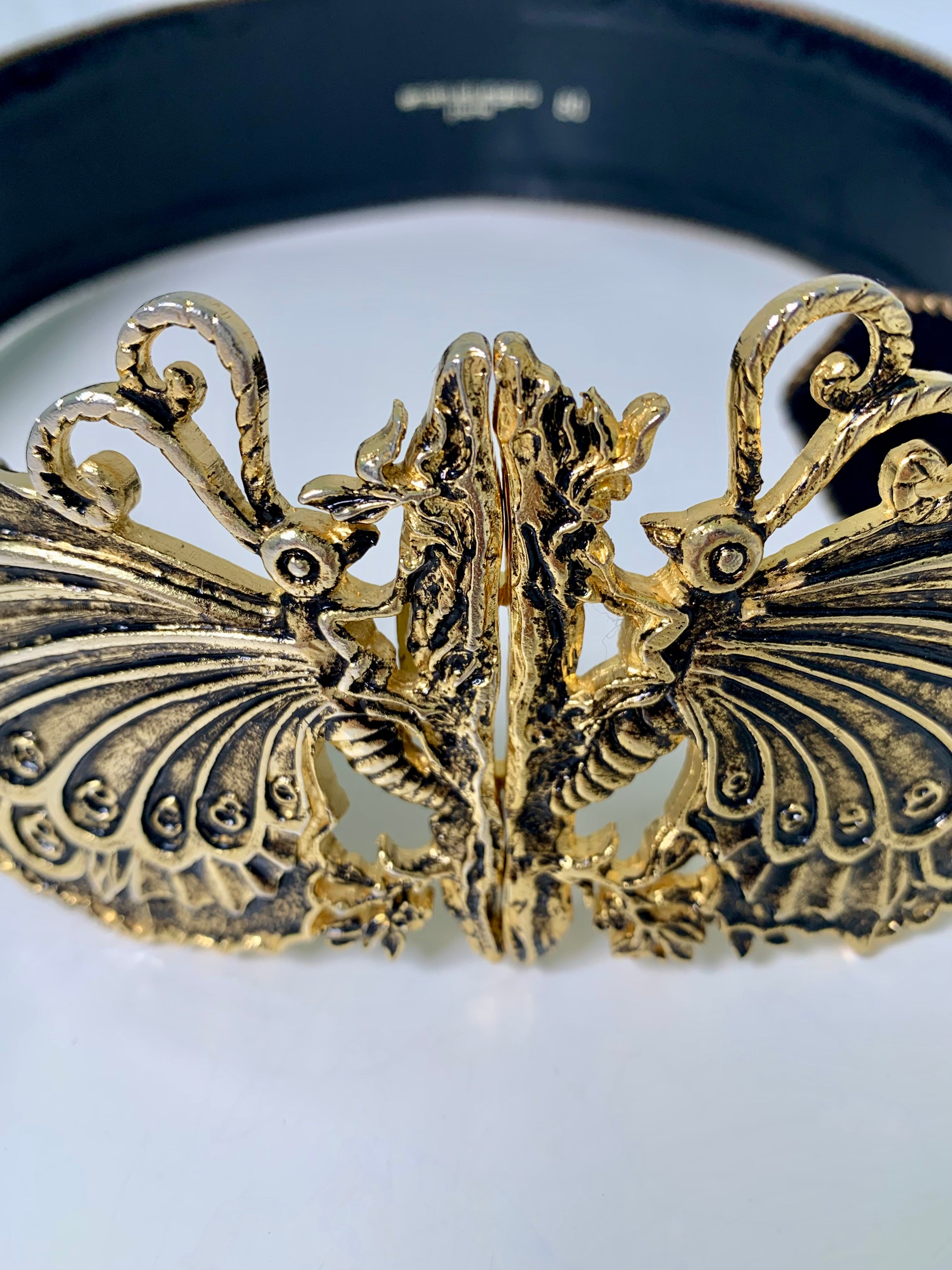 EMANUEL UNGARO Vintage Butterfly Buckle Leather Belt