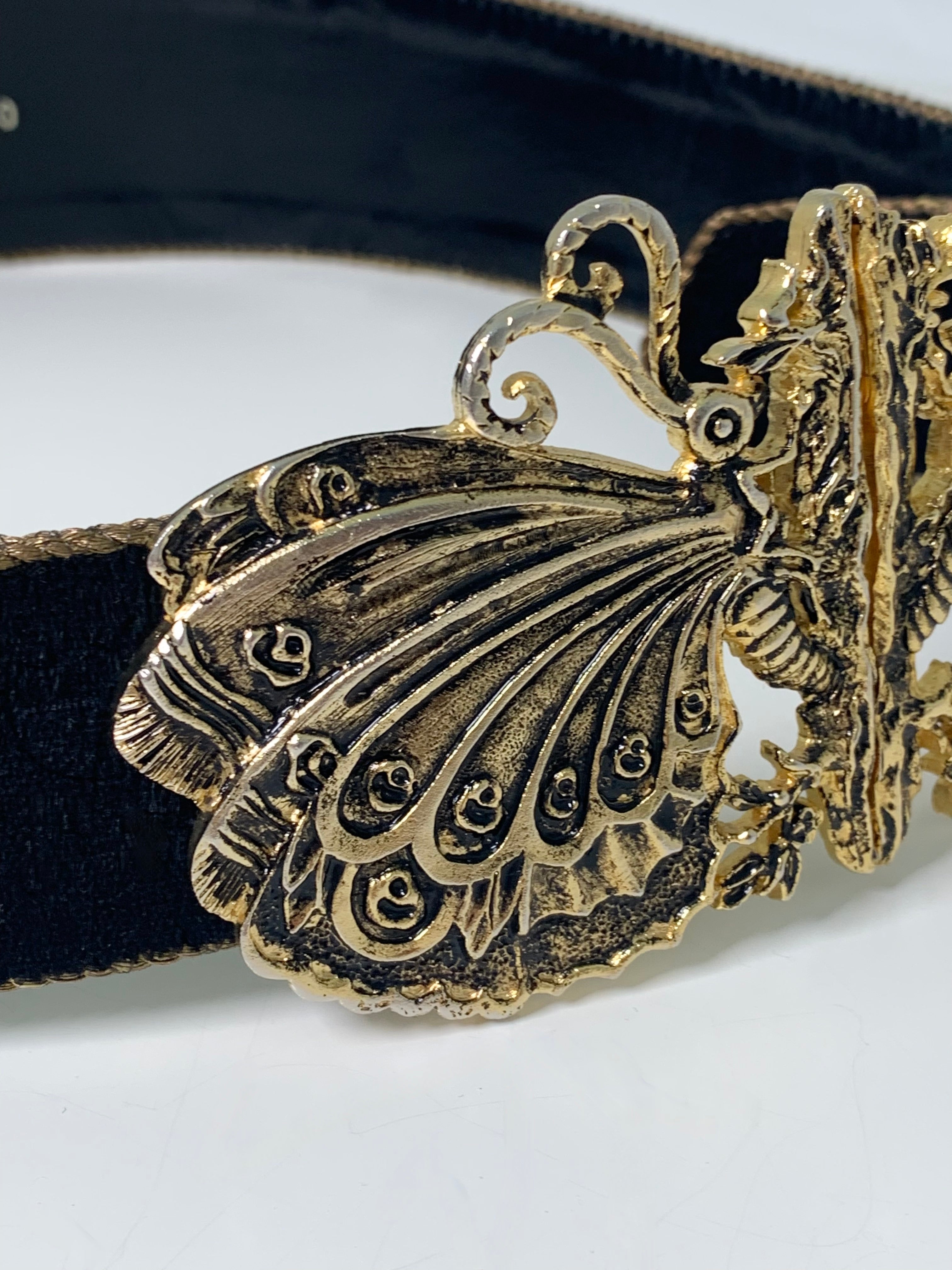 EMANUEL UNGARO Vintage Butterfly Buckle Leather Belt