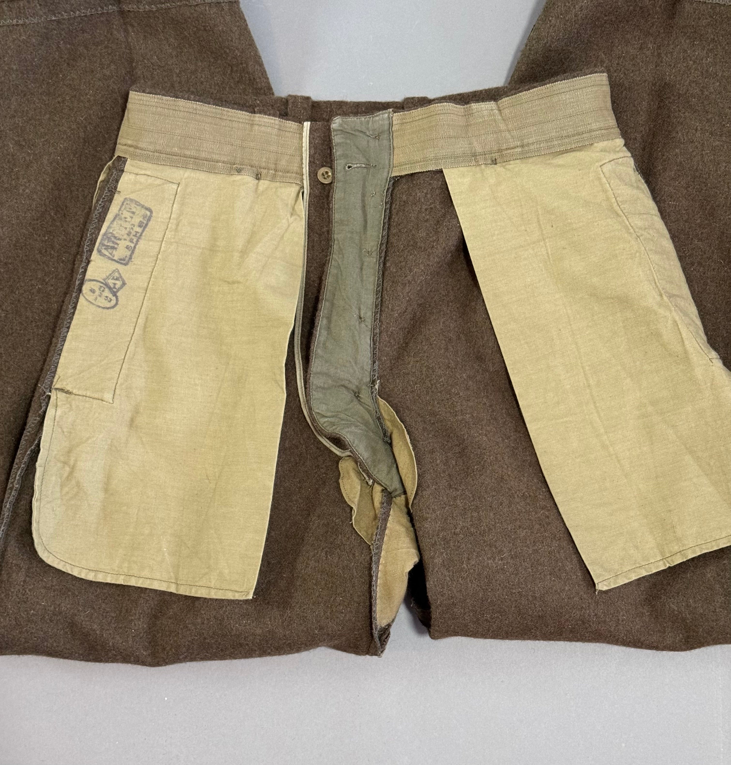 Vintage French Army Green Wool Trouser Olive Chino Pants 1953