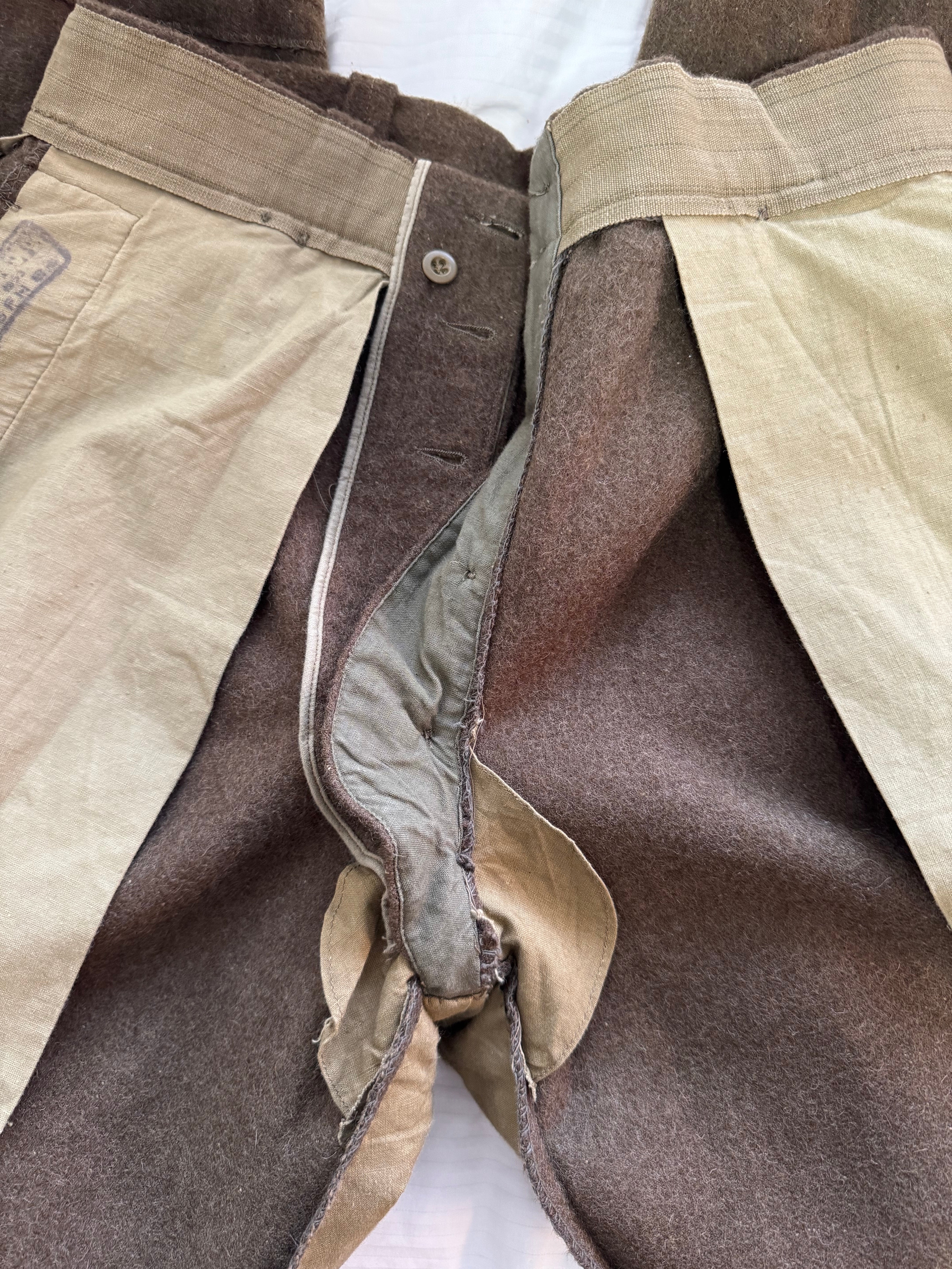 Vintage French Army Green Wool Trouser Olive Chino Pants 1953